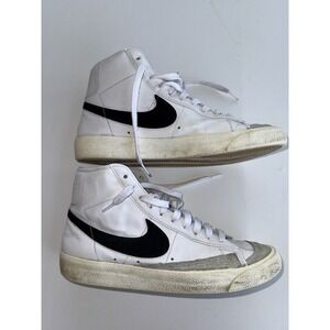 Nike SB Blazer Mid BQ6806-100 | White‎ Black Leather Skate Shoes | Men's US 9